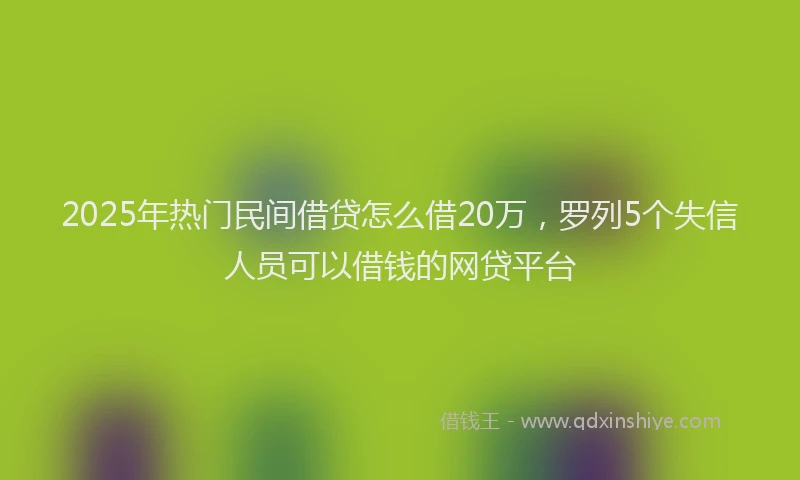 2025年热门民间借贷怎么借20万，罗列5个失信人员可以借钱的网贷平台