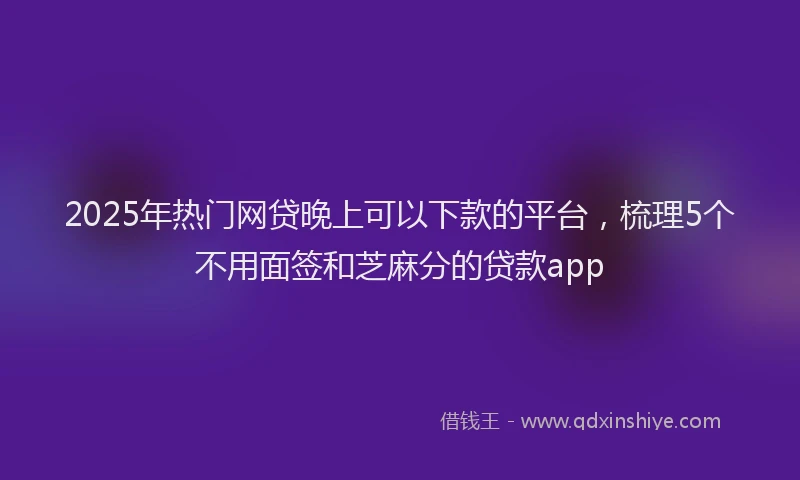 2025年热门网贷晚上可以下款的平台，梳理5个不用面签和芝麻分的贷款app