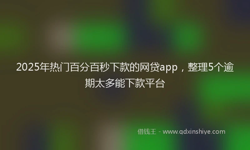 2025年热门百分百秒下款的网贷app，整理5个逾期太多能下款平台