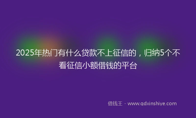 2025年热门有什么贷款不上征信的，归纳5个不看征信小额借钱的平台