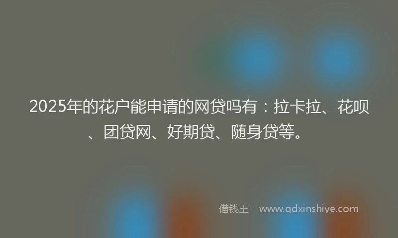 2025年的花户能申请的网贷吗有：拉卡拉、花呗、团贷网、好期贷、随身贷等。