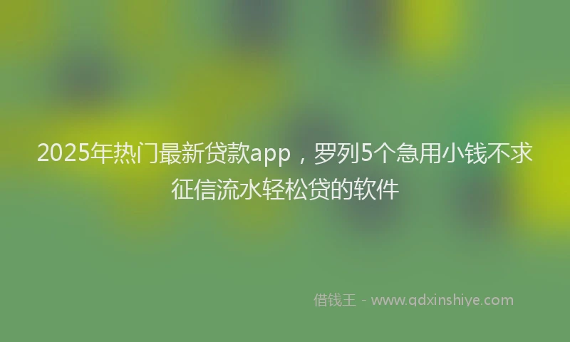 2025年热门最新贷款app，罗列5个急用小钱不求征信流水轻松贷的软件
