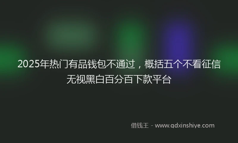 2025年热门有品钱包不通过，概括五个不看征信无视黑白百分百下款平台