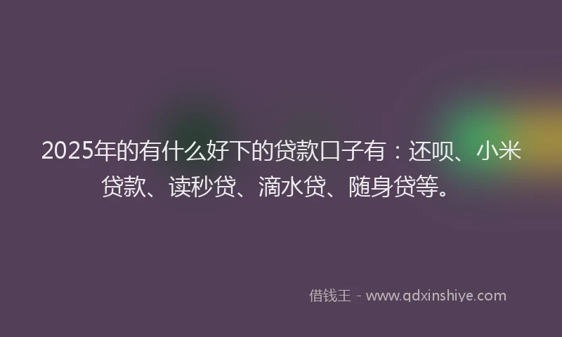 2025年的有什么好下的贷款口子有：还呗、小米贷款、读秒贷、滴水贷、随身贷等。