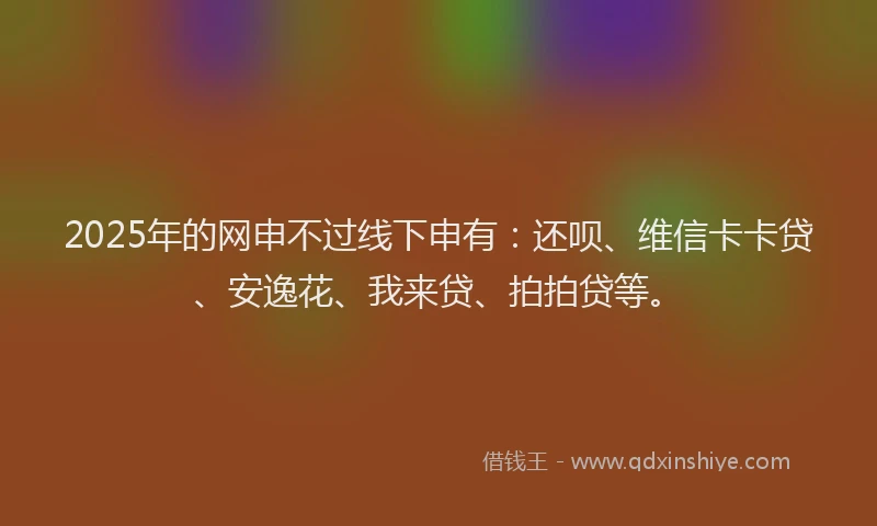 2025年的网申不过线下申有：还呗、维信卡卡贷、安逸花、我来贷、拍拍贷等。
