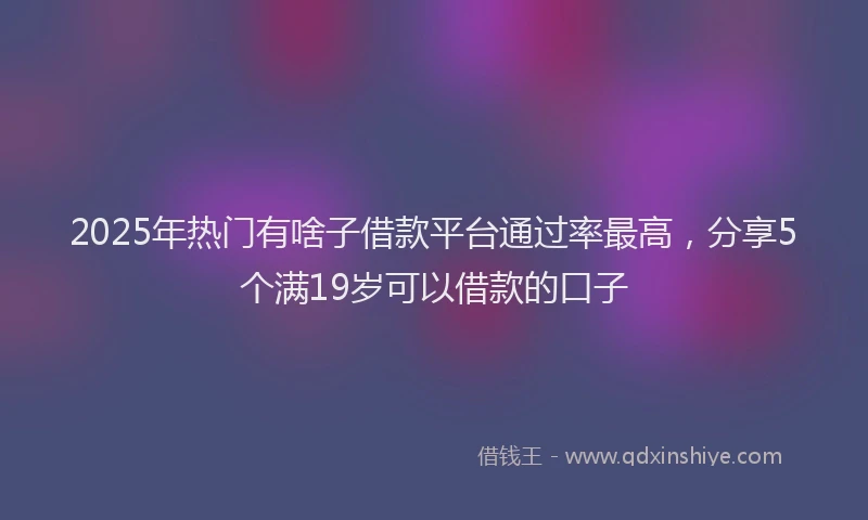 2025年热门有啥子借款平台通过率最高，分享5个满19岁可以借款的口子