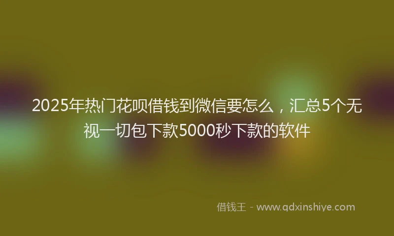 2025年热门花呗借钱到微信要怎么，汇总5个无视一切包下款5000秒下款的软件