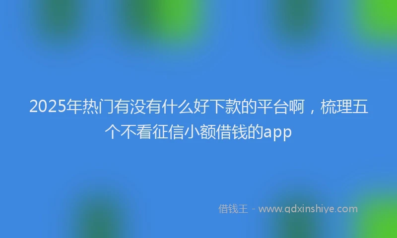 2025年热门有没有什么好下款的平台啊，梳理五个不看征信小额借钱的app