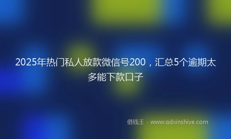 2025年热门私人放款微信号200，汇总5个逾期太多能下款口子
