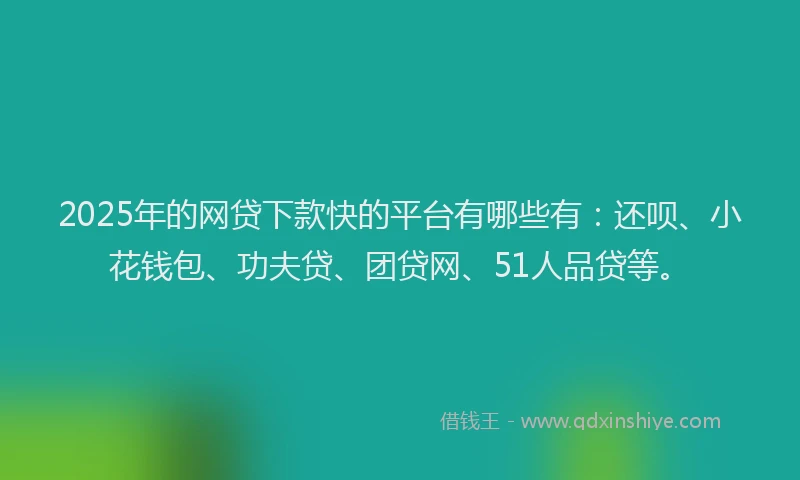 2025年的网贷下款快的平台有哪些有：还呗、小花钱包、功夫贷、团贷网、51人品贷等。