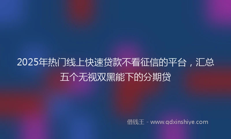 2025年热门线上快速贷款不看征信的平台，汇总五个无视双黑能下的分期贷