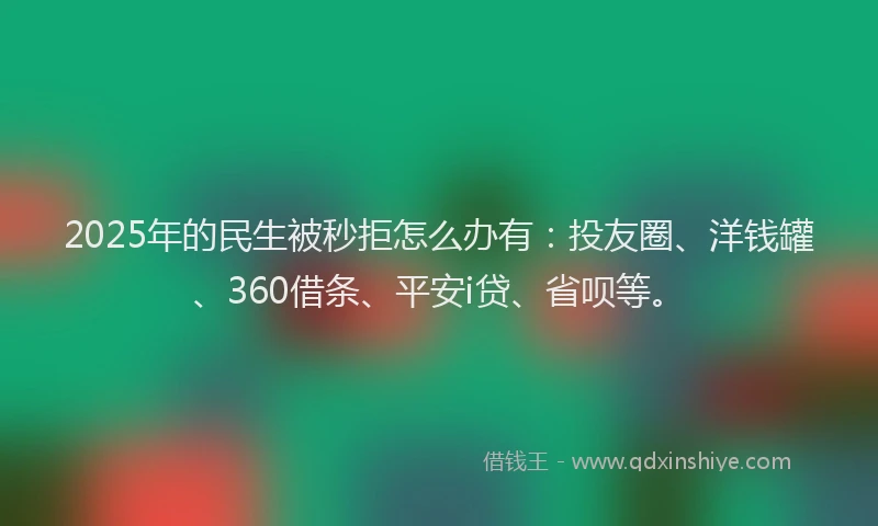 2025年的民生被秒拒怎么办有：投友圈、洋钱罐、360借条、平安i贷、省呗等。