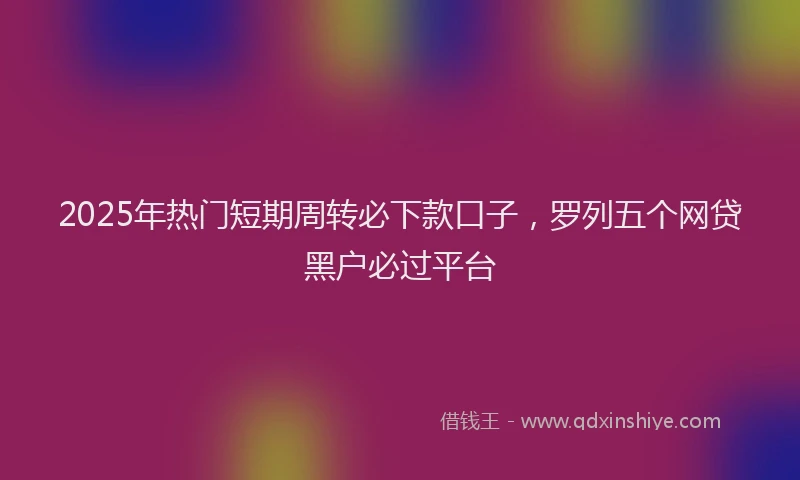 2025年热门短期周转必下款口子，罗列五个网贷黑户必过平台