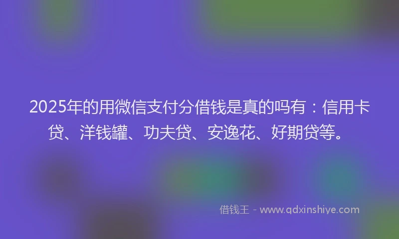 2025年的用微信支付分借钱是真的吗有：信用卡贷、洋钱罐、功夫贷、安逸花、好期贷等。