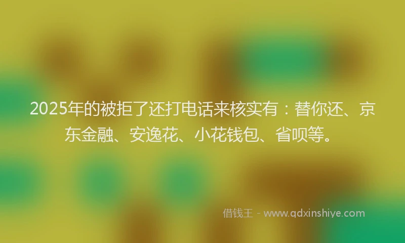 2025年的被拒了还打电话来核实有：替你还、京东金融、安逸花、小花钱包、省呗等。