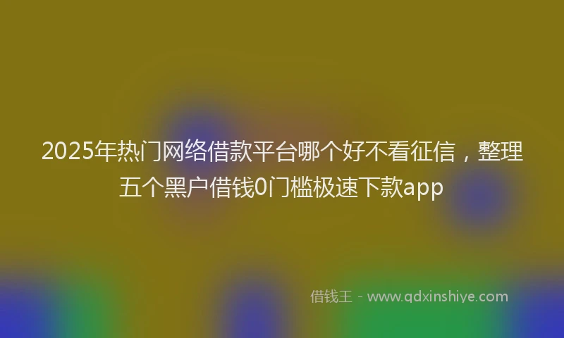 2025年热门网络借款平台哪个好不看征信，整理五个黑户借钱0门槛极速下款app