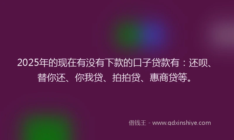2025年的现在有没有下款的口子贷款有：还呗、替你还、你我贷、拍拍贷、惠商贷等。