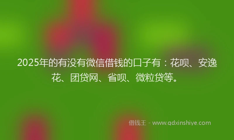 2025年的有没有微信借钱的口子有：花呗、安逸花、团贷网、省呗、微粒贷等。