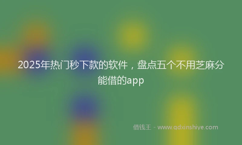 2025年热门秒下款的软件，盘点五个不用芝麻分能借的app