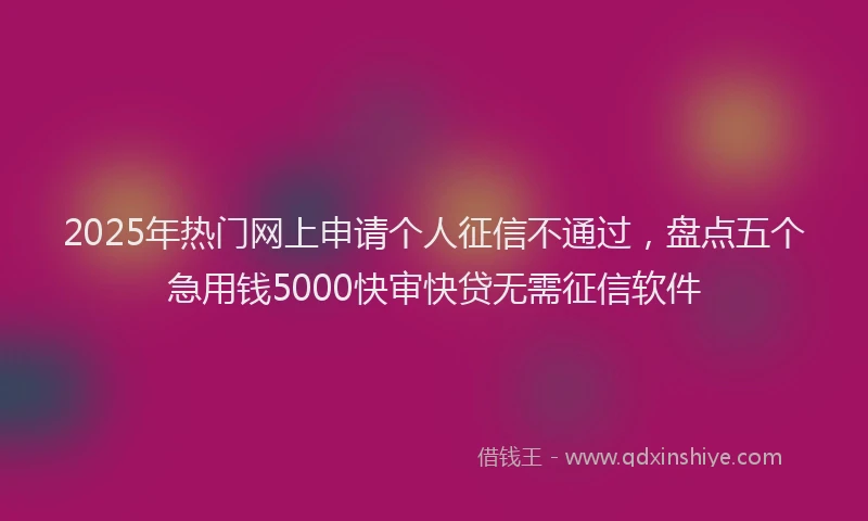 2025年热门网上申请个人征信不通过，盘点五个急用钱5000快审快贷无需征信软件