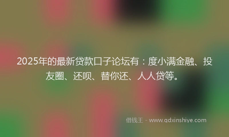 2025年的最新贷款口子论坛有：度小满金融、投友圈、还呗、替你还、人人贷等。