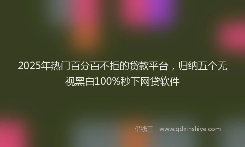 2025年热门百分百不拒的贷款平台，归纳五个无视黑白100%秒下网贷软件
