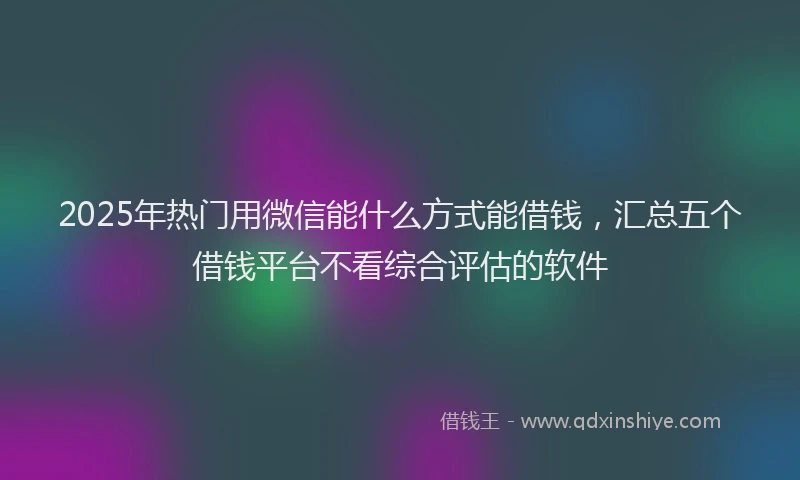 2025年热门用微信能什么方式能借钱，汇总五个借钱平台不看综合评估的软件