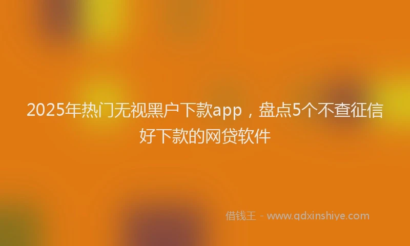 2025年热门无视黑户下款app，盘点5个不查征信好下款的网贷软件