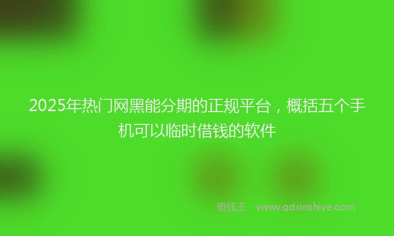 2025年热门网黑能分期的正规平台，概括五个手机可以临时借钱的软件