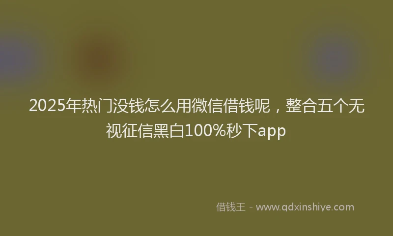 2025年热门没钱怎么用微信借钱呢，整合五个无视征信黑白100%秒下app