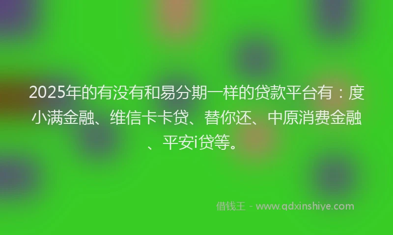 2025年的有没有和易分期一样的贷款平台有：度小满金融、维信卡卡贷、替你还、中原消费金融、平安i贷等。