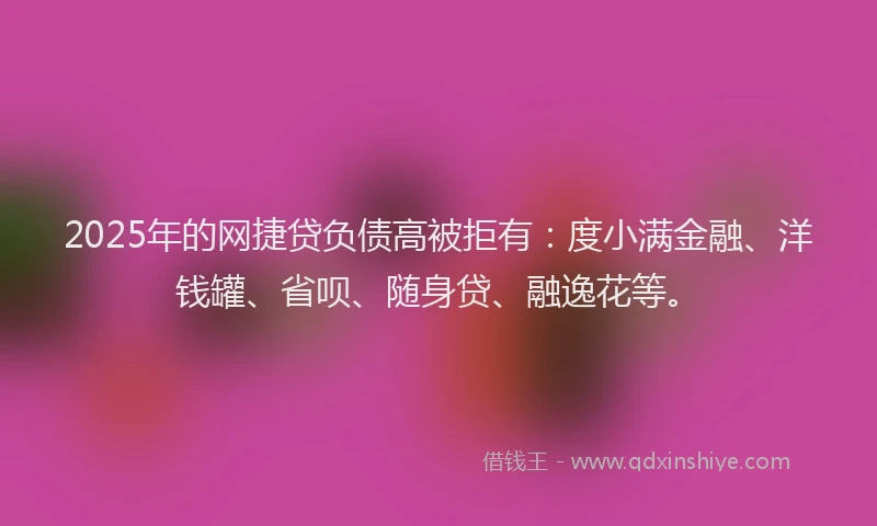 2025年的网捷贷负债高被拒有：度小满金融、洋钱罐、省呗、随身贷、融逸花等。