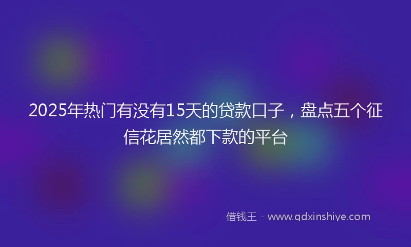 2025年热门有没有15天的贷款口子，盘点五个征信花居然都下款的平台