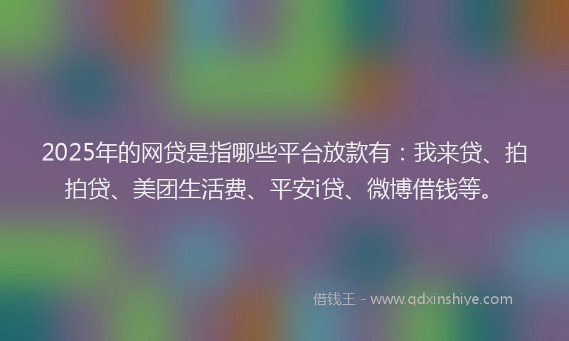 2025年的网贷是指哪些平台放款有：我来贷、拍拍贷、美团生活费、平安i贷、微博借钱等。