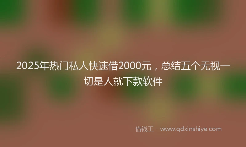 2025年热门私人快速借2000元，总结五个无视一切是人就下款软件