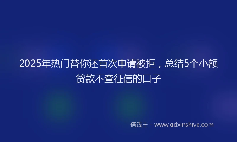 2025年热门替你还首次申请被拒，总结5个小额贷款不查征信的口子
