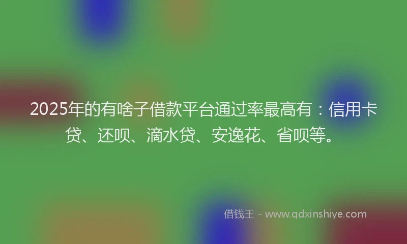 2025年的有啥子借款平台通过率最高有：信用卡贷、还呗、滴水贷、安逸花、省呗等。