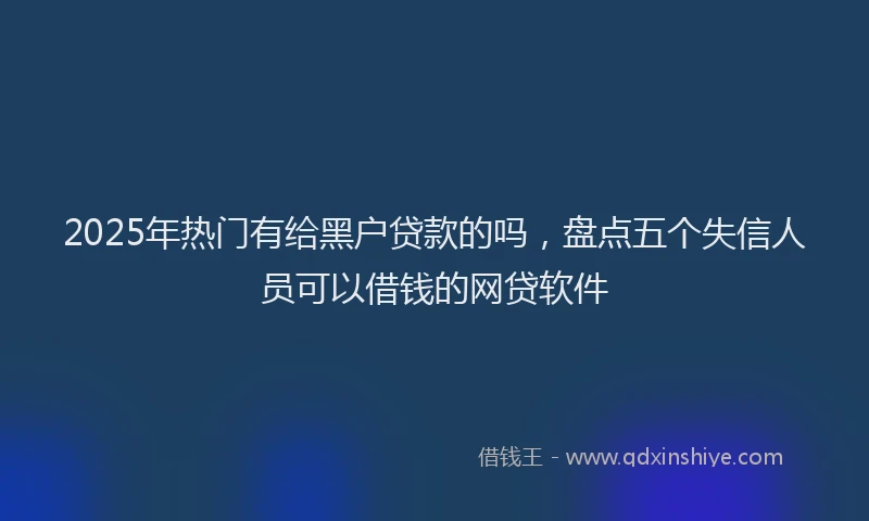 2025年热门有给黑户贷款的吗，盘点五个失信人员可以借钱的网贷软件