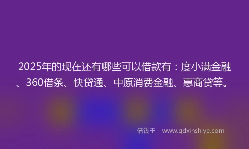 2025年的现在还有哪些可以借款有：度小满金融、360借条、快贷通、中原消费金融、惠商贷等。