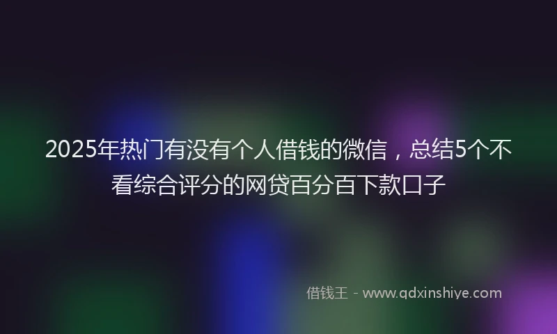 2025年热门有没有个人借钱的微信，总结5个不看综合评分的网贷百分百下款口子