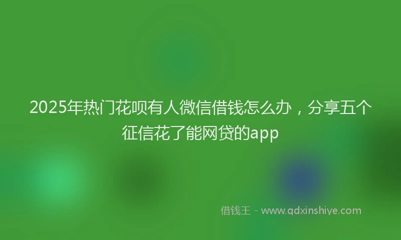 2025年热门花呗有人微信借钱怎么办，分享五个征信花了能网贷的app
