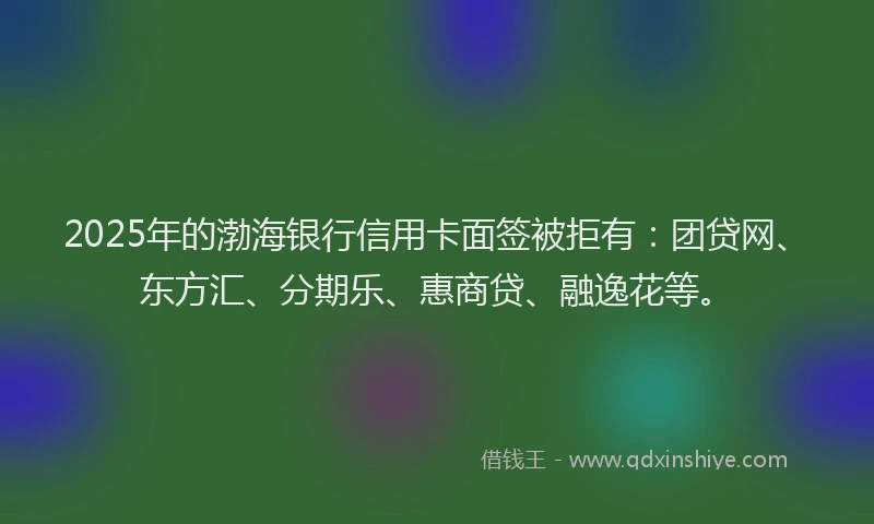 2025年的渤海银行信用卡面签被拒有：团贷网、东方汇、分期乐、惠商贷、融逸花等。