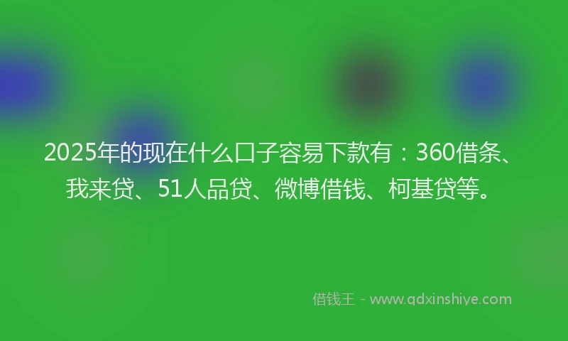 2025年的现在什么口子容易下款有：360借条、我来贷、51人品贷、微博借钱、柯基贷等。