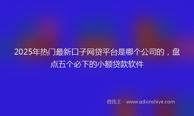 2025年热门最新口子网贷平台是哪个公司的，盘点五个必下的小额贷款软件