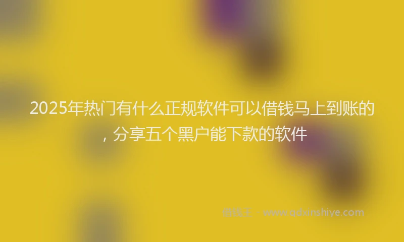 2025年热门有什么正规软件可以借钱马上到账的，分享五个黑户能下款的软件