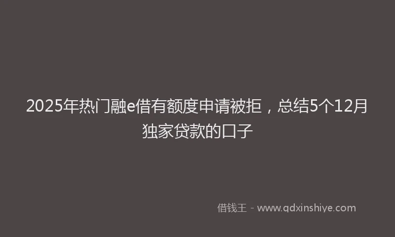 2025年热门融e借有额度申请被拒，总结5个12月独家贷款的口子