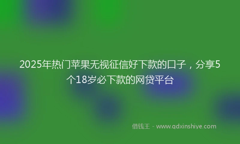2025年热门苹果无视征信好下款的口子，分享5个18岁必下款的网贷平台