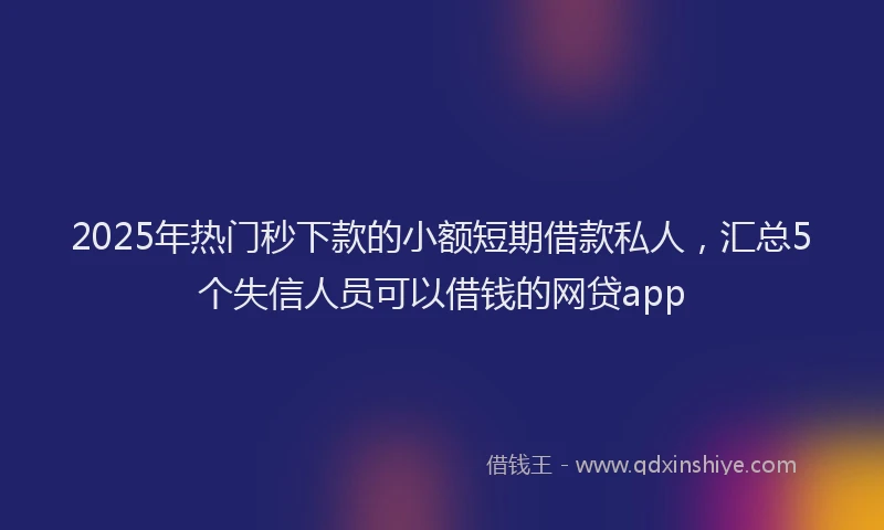 2025年热门秒下款的小额短期借款私人，汇总5个失信人员可以借钱的网贷app