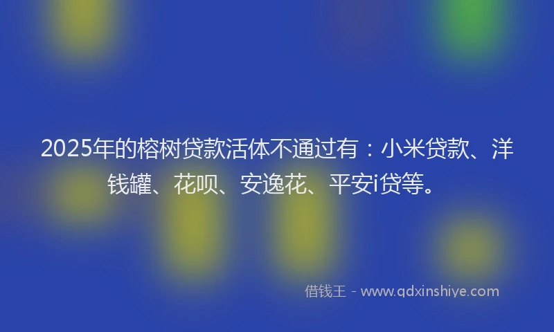 2025年的榕树贷款活体不通过有：小米贷款、洋钱罐、花呗、安逸花、平安i贷等。