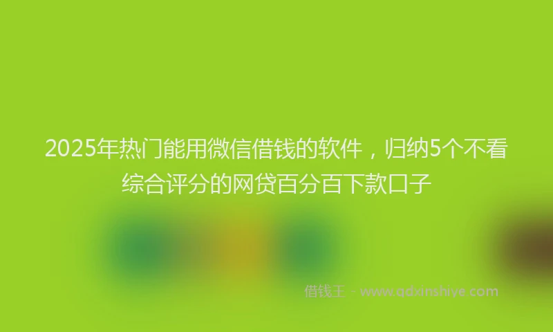 2025年热门能用微信借钱的软件，归纳5个不看综合评分的网贷百分百下款口子